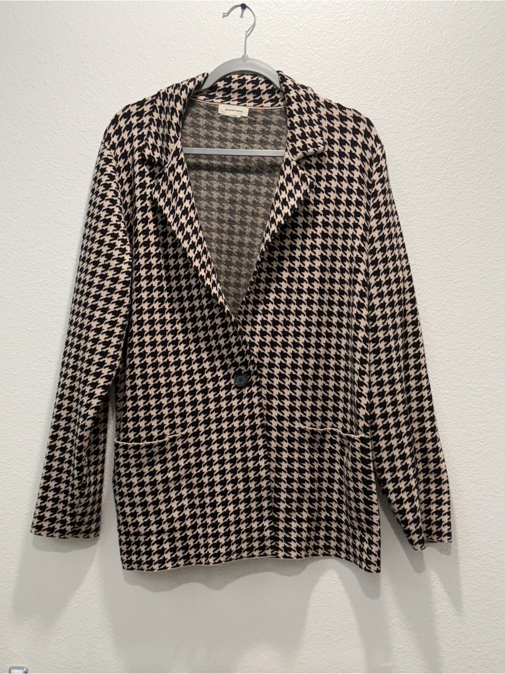 Max Studio Women’s Houndstooth Button-Front Blazer Jacket / Cardigan Size M/L